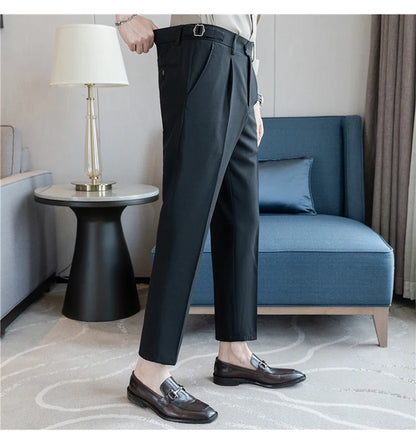 Men Dress Pants Trousers 2024 Autumn New British Style Straight Slim Fit formal Suit Pants Solid Casual Fashion Men Clothin