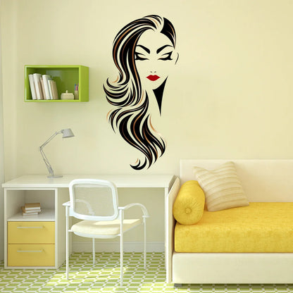 Beauty Female Face Wall Sticker Decal Beauty Studio Wallpaper Cosmetic Makeup Wall Art Sticker Mural Removable Salon Decoration