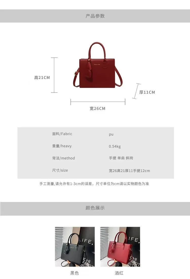 Fashionable Lightweight Solid Color Luxury Crossbody Bag Versatile Shoulder Bag Large Capacity Handheld Tote Bag For Women