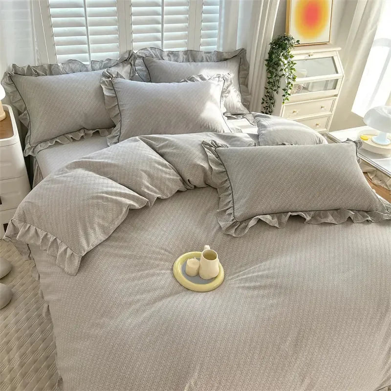 100%Cotton Duvet Cover Simple Style Quilt Cover with Ruffles Queen/King Size Cotton Bed Cover dekbedovertrek 240x220