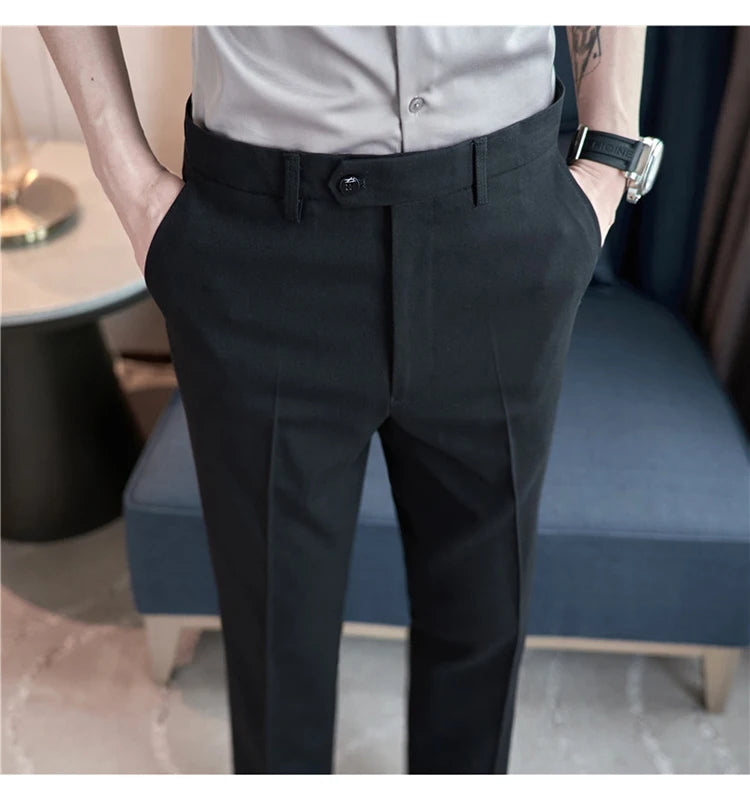 Men Suit Pants 2024 Spring Korean Style Business CasualStraight Dress Pants for Solid Slim Fit Men Formal Trousers Mens Clothing