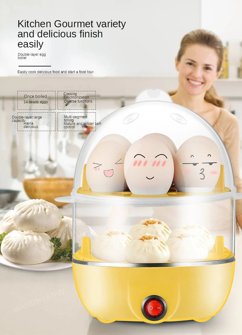 Egg steamer double-layer egg cooker stainless steel breakfast machine multi-function boiled egg artifact mini small steaming kit