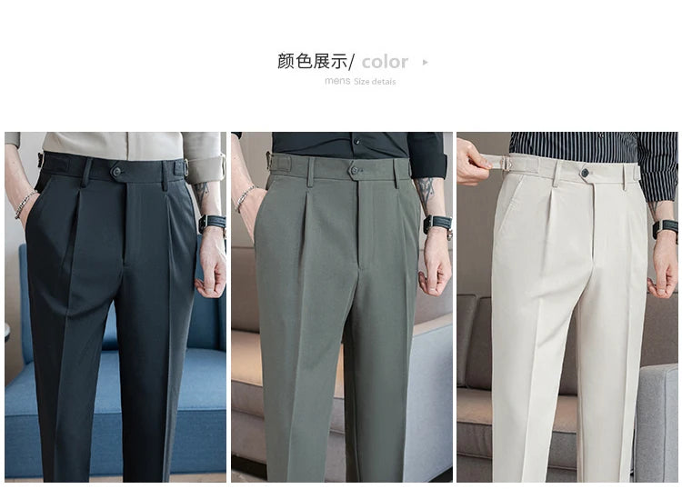 Men Dress Pants Trousers 2024 Autumn New British Style Straight Slim Fit formal Suit Pants Solid Casual Fashion Men Clothin