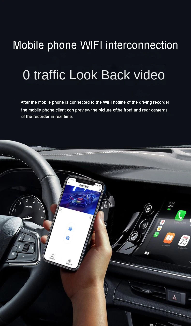 Caméra de tableau de bord cachée à 4 canaux, avec application 4K HD, Vision nocturne, moniteur de stationnement 24/7, capteur G, enregistrement en boucle, détection de mouvement, boîte noire WDR