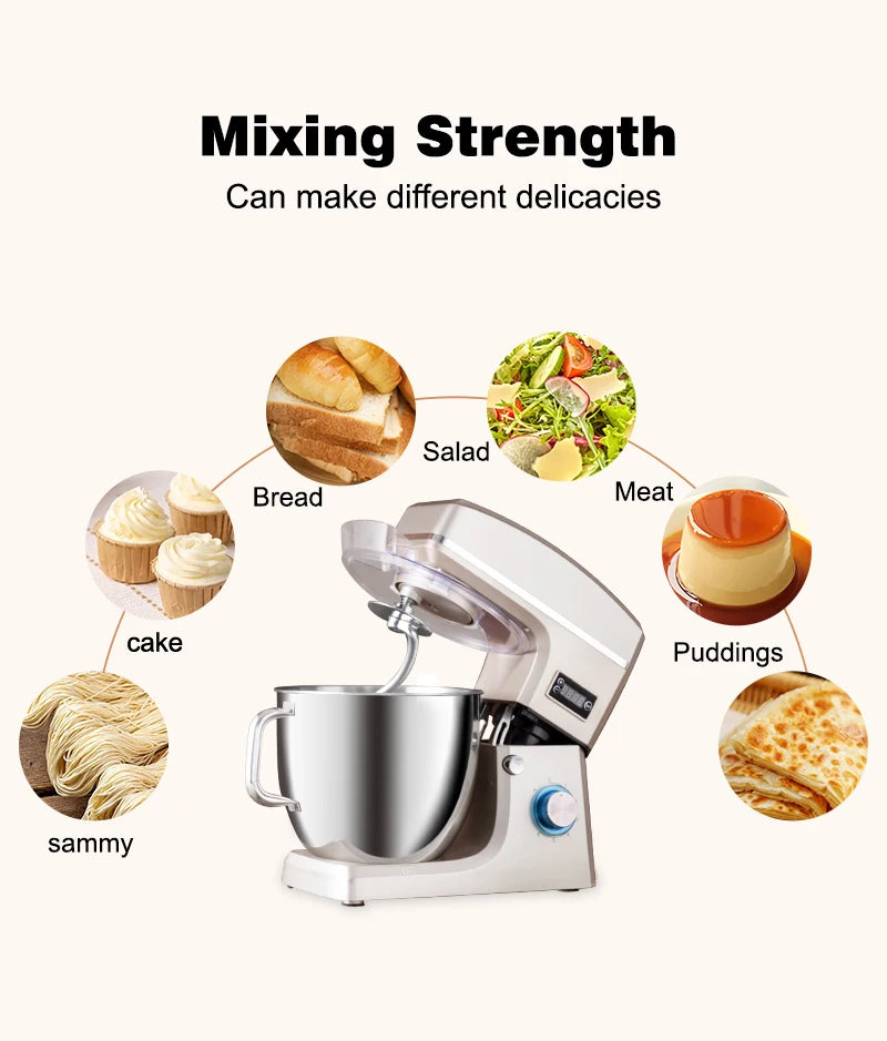 SUNATUR 10LStand Mixer Dough Kneading Planetary Proccessor Beater Machine Electric Kitchen Blender Cake Automatic Home Appliance