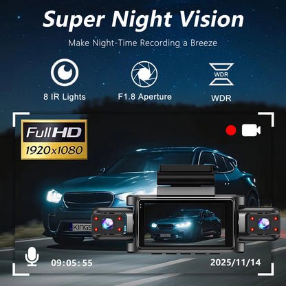 Caméra embarquée 4 canaux Wifi Full HD1080P DVR de voiture 4 caméras Caméra embarquée Enregistreur vidéo Super vision nocturne Boîte noire Cabine 4 objectifs caméra