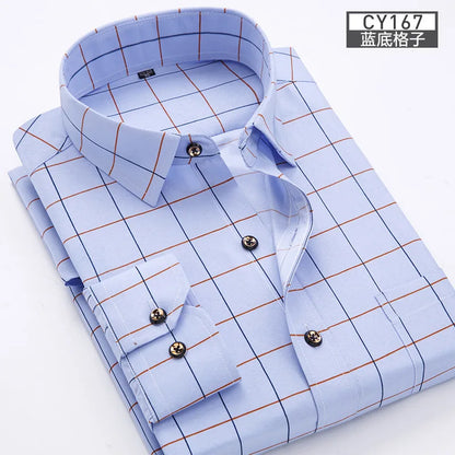 New men's shirt long sleeve thin spring/summer print free ironing business casual slim fashion breathable shirt