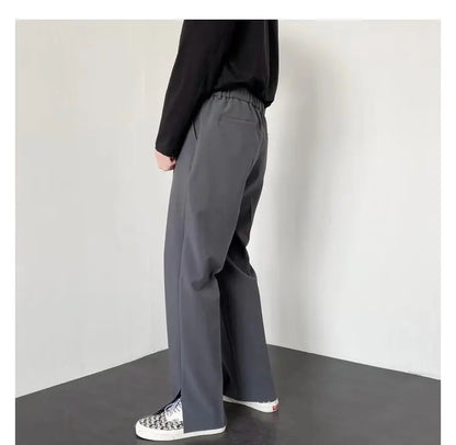 New Men Suit Pants Korean Casual Pant Neutral Solid Fashion Design Wide Leg Business Comfortable Trousers Straight  Streetwear