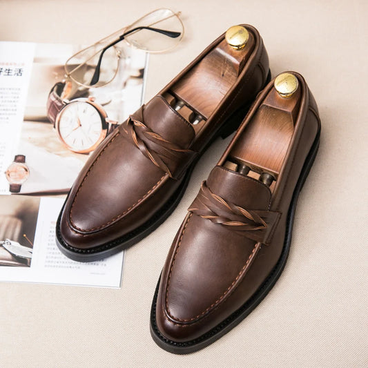 Formal Shoes Men 2025 British Style Good Quality Leather Shoes Men Business Brogue Shoes Comfy Yuppie Men's Dress Shoes Male New