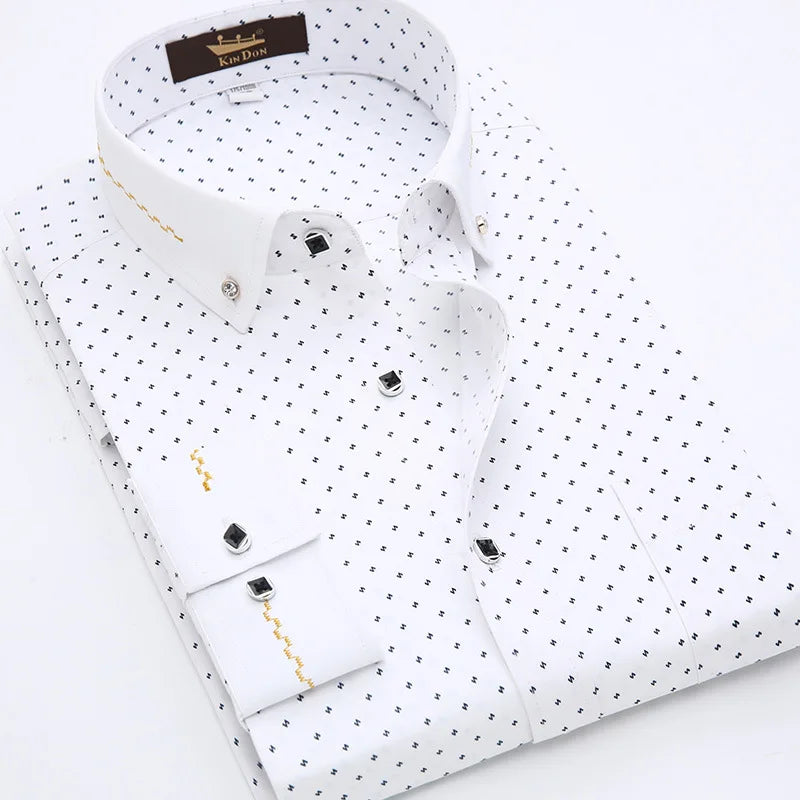 2023 Spring/Autumn Men's Slim Fit Long Sleeve Dress Shirt Europe Business Causal Border Shirt High Quality Wedding Grooms Shirts