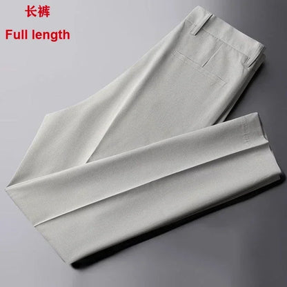 2023 Drape Trousers Trousers Men's Straight Slim Casual White Pants Men's Suit Anti-wrinkle High-grade Nine-point Pants