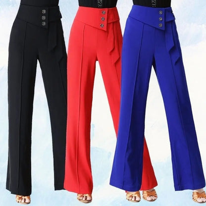 Autumn New Temperament Simple Fashion Versatile High Waist Wide Leg Pants Women Solid Button Dance Casual Straight Trousers 2023