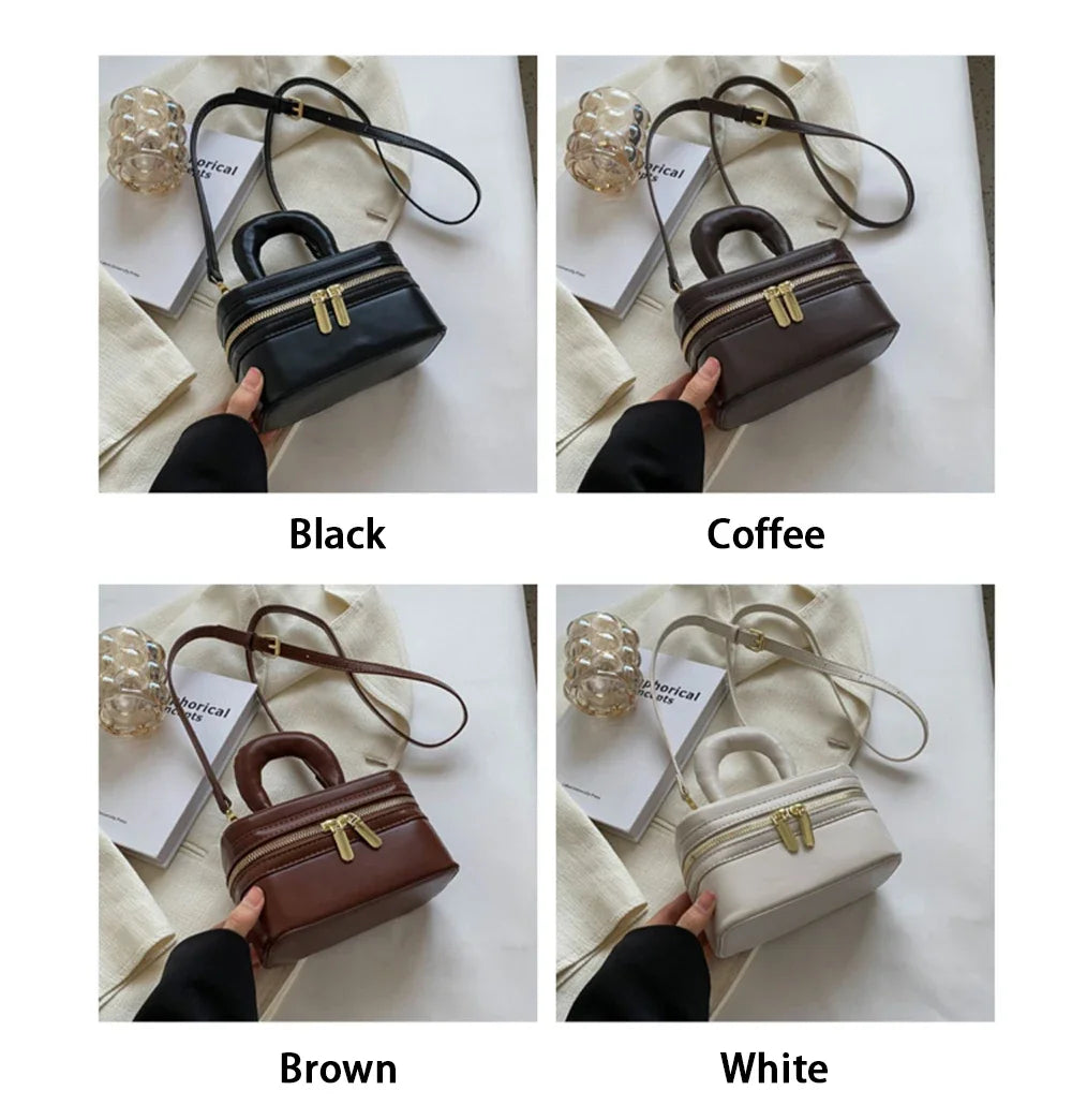 Light Luxury Design Sense Mini Crossbody Bag Korean Solid Oil Wax Leather High-end Texture Handbag Women Simple Small Square Bag