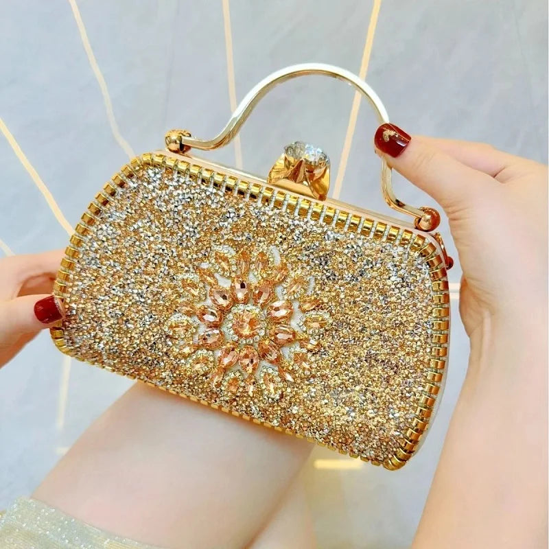 Women's Dinner Wedding Bag Studded Diamond Shoulder Crossbody Sequin Clutch Bag