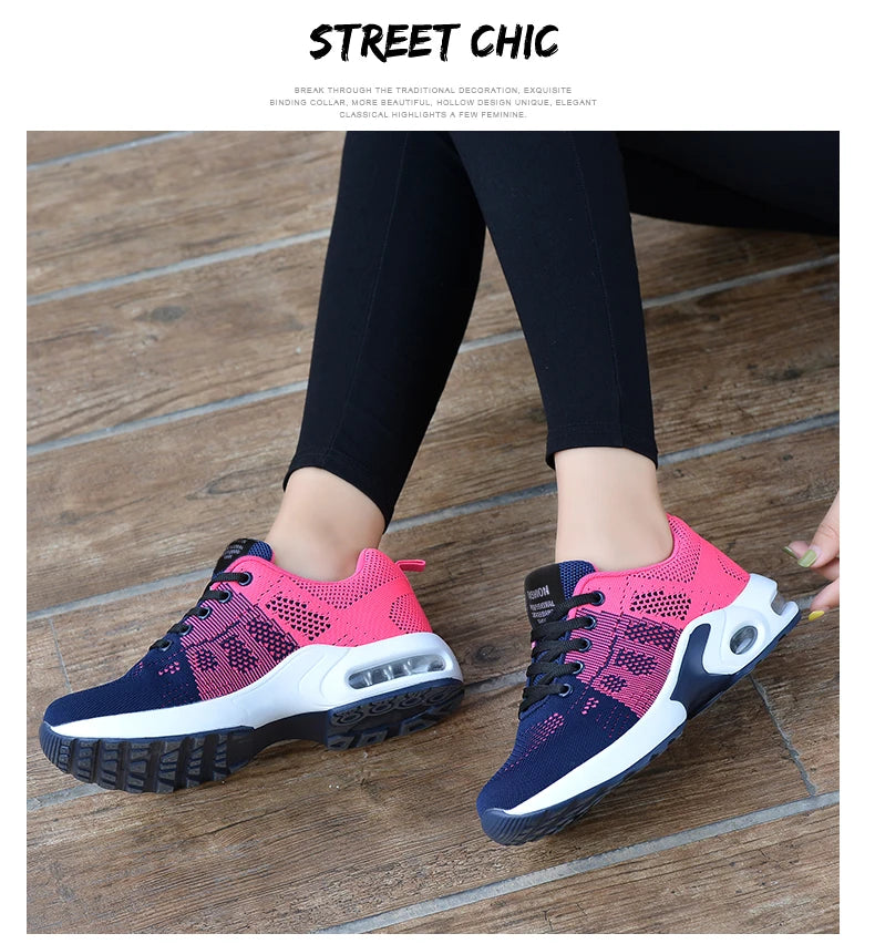 Women's Shoes Running Increase Heel Breathable Mesh Platform Summer Outdoor Light Vulcanize Sports Shoes Casual Walking Sneakers