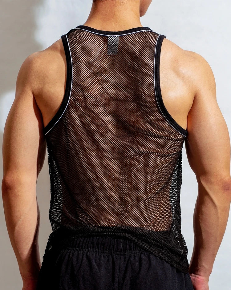 New Designer Men's Vest Transparent Breathable Mesh Vests Sleeveless Hot Tank Top for Male Men