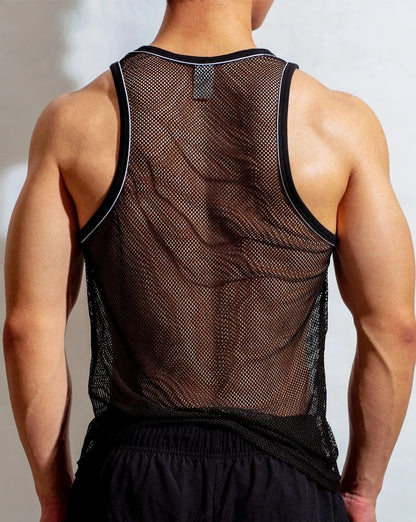 New Designer Men's Vest Transparent Breathable Mesh Vests Sleeveless Hot Tank Top for Male Men