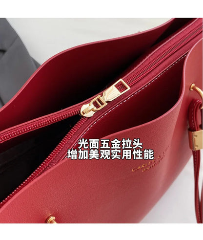 Red Fashion Shoulder Bag Large Capacity Brand Tote Bag PU Leather Luxury Designer Tote Bag Commuter Wedding Party Big Handbag