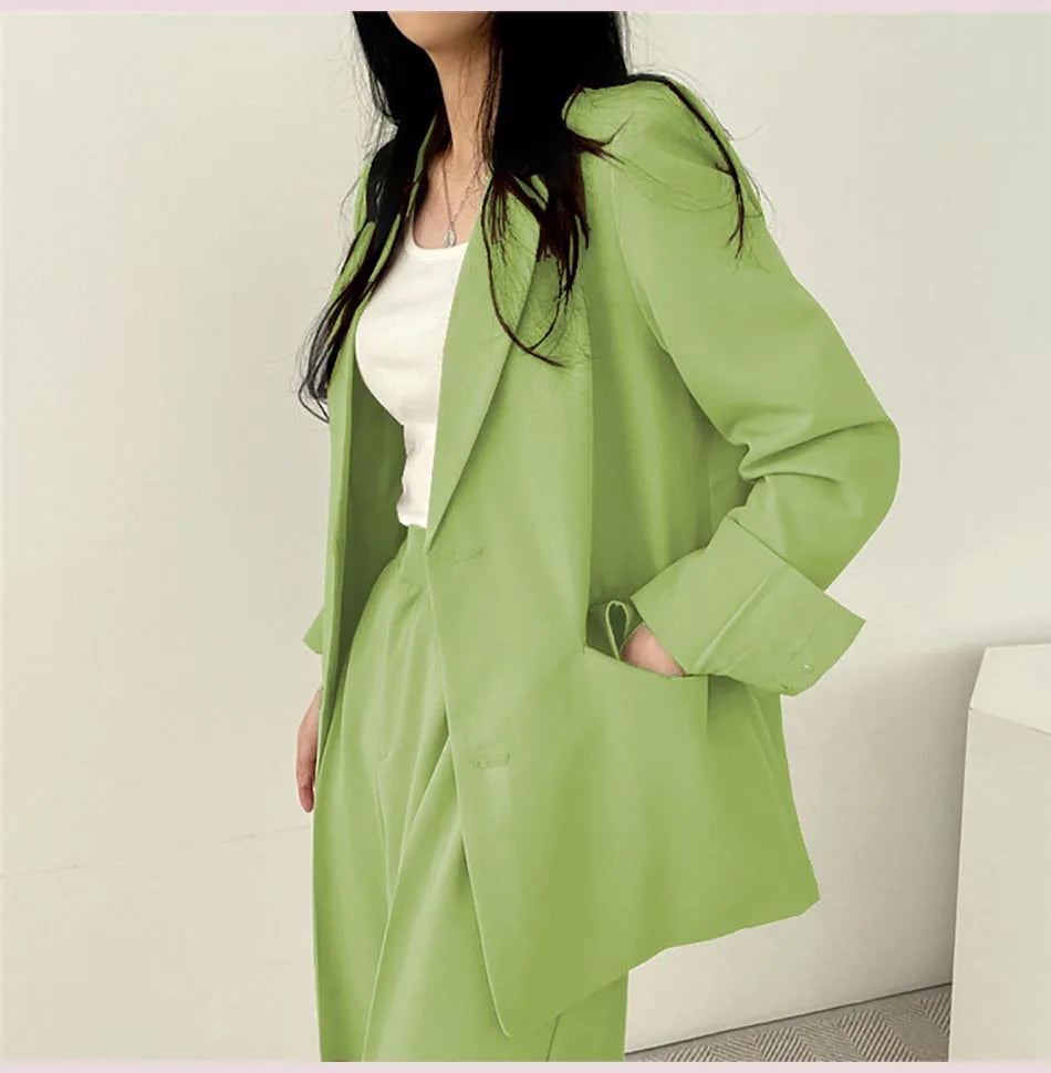 Fashion 2024 Spring and Autumn Small Suit Retro jacket slim 2-piece Set For Women Korean Style Casual Top and Pants Suit