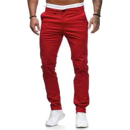 Men Pants Mid Waist Zipper Button Closure Men Long Trousers Thin Slim Fit Soft Breathable Casual Ankle Length Pencil Pants