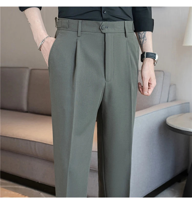 Men Dress Pants Trousers 2024 Autumn New British Style Straight Slim Fit formal Suit Pants Solid Casual Fashion Men Clothin