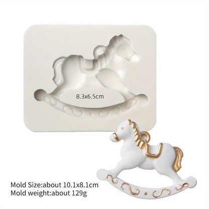 1pc Carousel Horse Silicone Cake Fondant Moulds Sugar Craft Cupcake Gum Paste Decorating Mould  chocolate mold  silicone mold