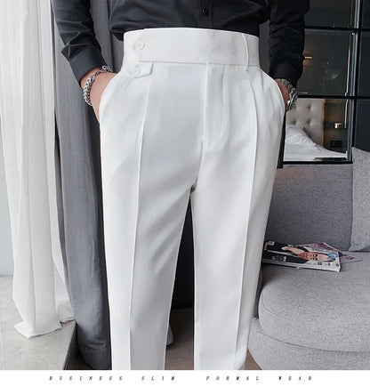 Men's Nine-Point Two-Piece Suit Pants Loose Fit Business Casual Straight Leg Lightweight Trousers Anti-Wrinkle Smooths Your Silh