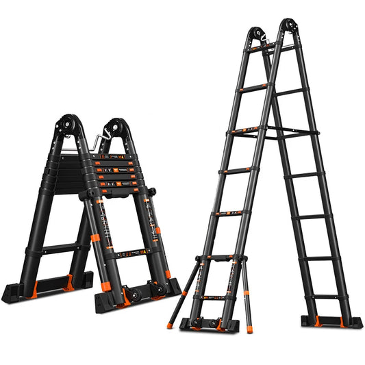 2.1m/2.5m multifunctional folding telescopic step aluminum  ladder,Deformable straight ladder, anti-tilt on the side