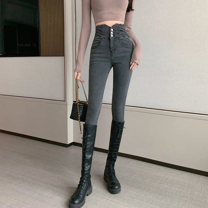 Woman High Waist Skinny Jeans Fashion Autumn Slim Elastic Pencil Denim Pants Tight Hip Lifting Leggings Jeans Female Streetwear