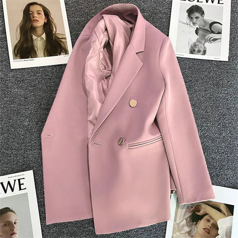 Office Lady Elegant Single Button Blazer For Women 2023 Autumn Long Sleeve Slim Stylish Jackets Winter Casual Chic Tops Coats