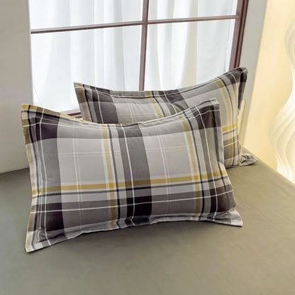 3pcs Gray Plaid Duvet Cover Set with 2 Pillowcases Bedding Sets for Hotel Bedroom Fashion Soft Simple Quilt Cover Pillowcase