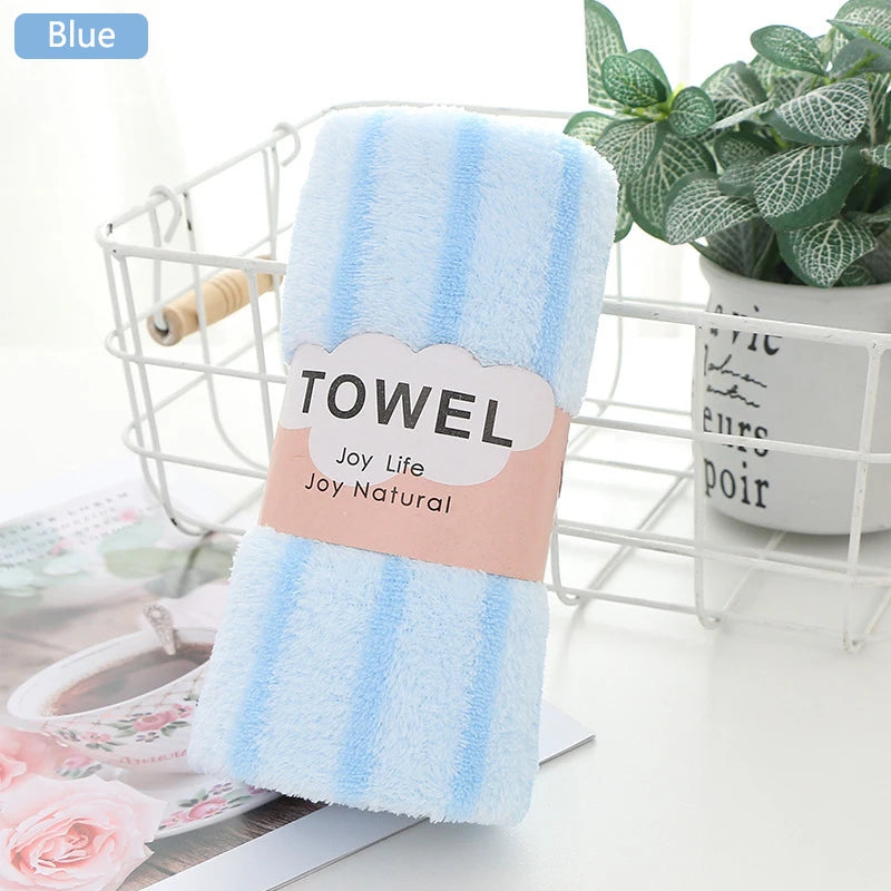 Bath Towel Coral Fleece Microfiber Striped Adult Household Textiles Bathroom Soft Woman Sauna Spa Absorbent Towel 35x75cm