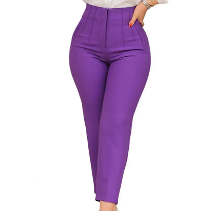 Elegant High Waist Cropped Work Pants for Women Black All-Match Daily Office Formal Wear Fashion Women's Trousers