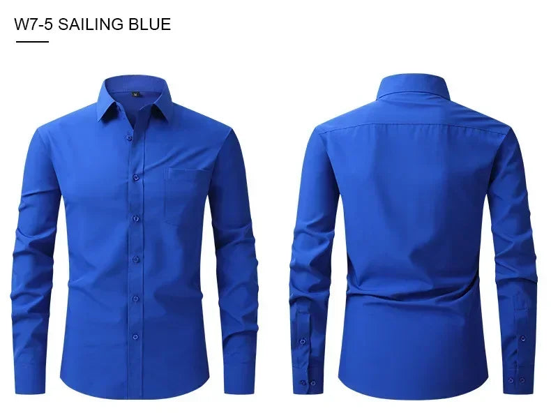 US Size Elastic Shirt New Men's Business and Leisure Long Sleeved Shirt Slim Fit Professional Dress Best-selling Seasonal Style