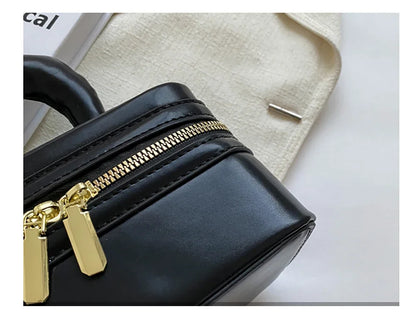 Light Luxury Design Sense Mini Crossbody Bag Korean Solid Oil Wax Leather High-end Texture Handbag Women Simple Small Square Bag