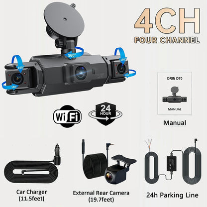 Caméra de tableau de bord de voiture 4CH boîte noire 4*1080P avec GPS WIFI caméra de tableau de bord enregistreur de conduite Vision nocturne moniteur de stationnement accessoires de voiture