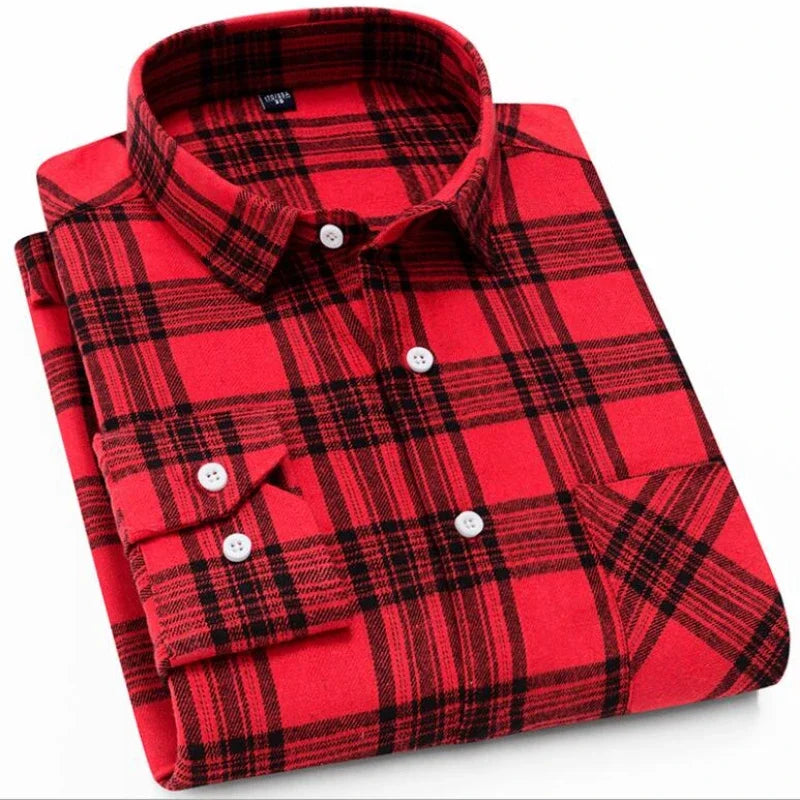 2025 New Men Flannel Plaid Shirt Soft Comfort Slim Fit Styles Brand For Man Cotton Spring Autumn Casual Long Sleeve Shirts