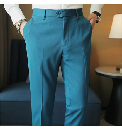 2023 Autumn New Solid Straight Casual Pant High Quality Fashion Simplicity Men Suit Pants Formal Business Office Social Trousers