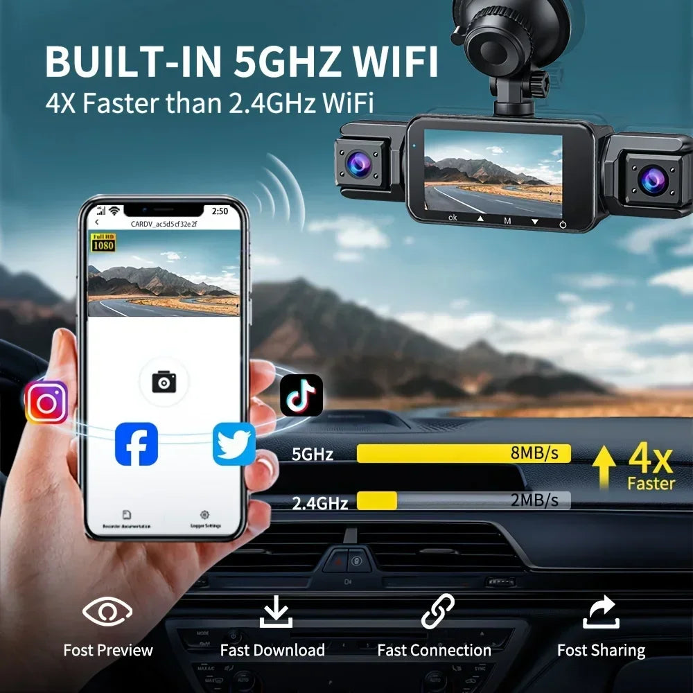 Caméra de tableau de bord de voiture 4CH boîte noire 4*1080P avec GPS WIFI caméra de tableau de bord enregistreur de conduite Vision nocturne moniteur de stationnement accessoires de voiture