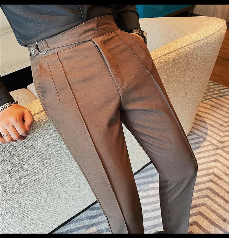 High Quality Men's Suit Pants Solid Color England Style Slim Fit Smart Casual Trousers Men Spring Autumn Fashion Suit Pants Man