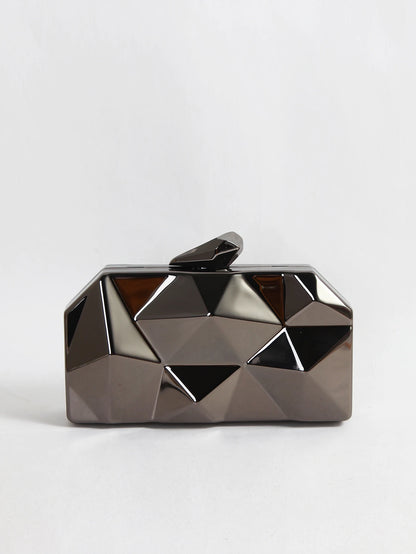 Womens Geometric Metal Evening Clutch Purse For Wedding Fashion Small Evening Shoulder Bags Box Clutch Bags For Lady Party Weddi