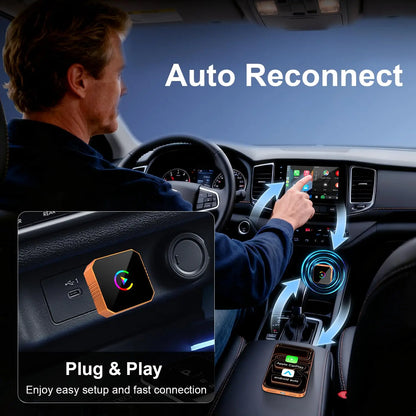 Adaptateur sans fil Carplay pour iPhone, CarPlay avec câble vers sans fil, Android Auto 2 en 1 Mini USB design