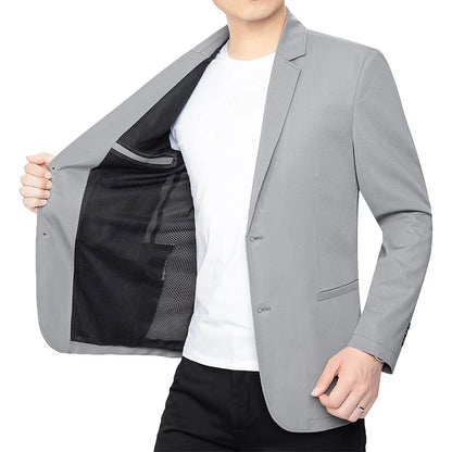 New Summer Man Mesh Thin Blazers Jackets Solid Business Casual Suits Coats Fashion Male Quick Drying Blazers Men's Clothing 4XL