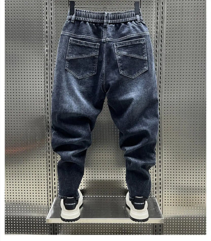 Fashion Drawstring Luxury Designer LOOSE Denim Drawstring Jeans for Men Casual Harem Pants with Elasticity Baggy Harem Pants