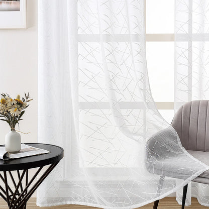 Modern White Stripes Sheer Curtain Modern Tulle Curtains for Living Room Window Curtain For Bedroom Home Decor Embroidery Drapes