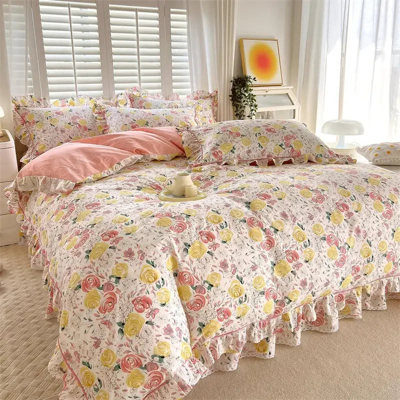 100%Cotton Duvet Cover Simple Style Quilt Cover with Ruffles Queen/King Size Cotton Bed Cover dekbedovertrek 240x220