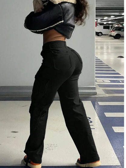 LW cotton women trousers pants Side Pocket Cargo Pants Streetwear Hip Hop Joggers Cargo Pants Harem Trousers Woman Sweatpants