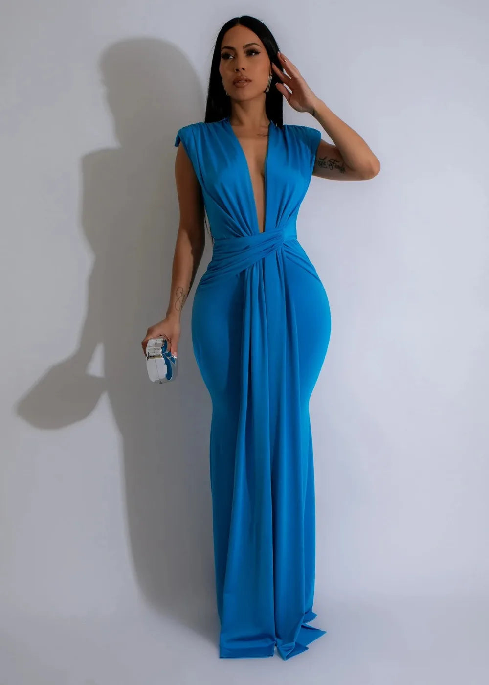 Elegant Women Evening Maxi Dress Sleeveless Deep V-neck Bandage Bodycon Gown Summer Fashion Sexy Lady Long Dresses