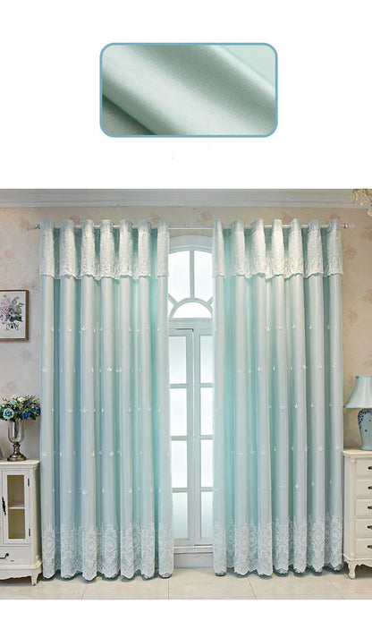 1 Panel 140cm Width Semi Blackout Curtain for Living Room Bedroom Girl Princess Style Double Layer Curtain