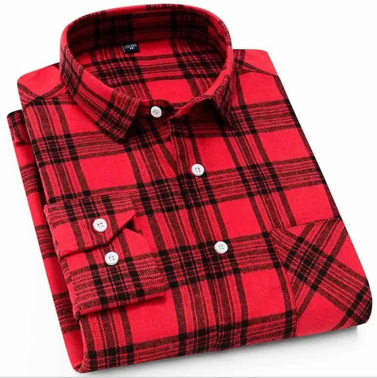 2025 New Men Flannel Plaid Shirt Soft Comfort Slim Fit Styles Brand For Man Cotton Spring Autumn Casual Long Sleeve Shirts